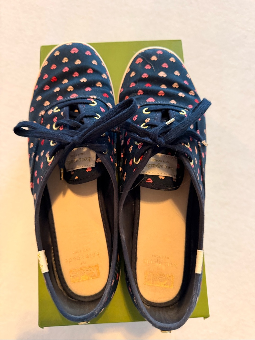 Keds Navy Canvas Sneakers with Pink and Red Heart Print
